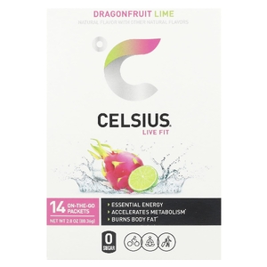 Celsius, Live Fit, драконий фрукт и лайм, 14 пакетиков по 5,74 г (0,2 унции)