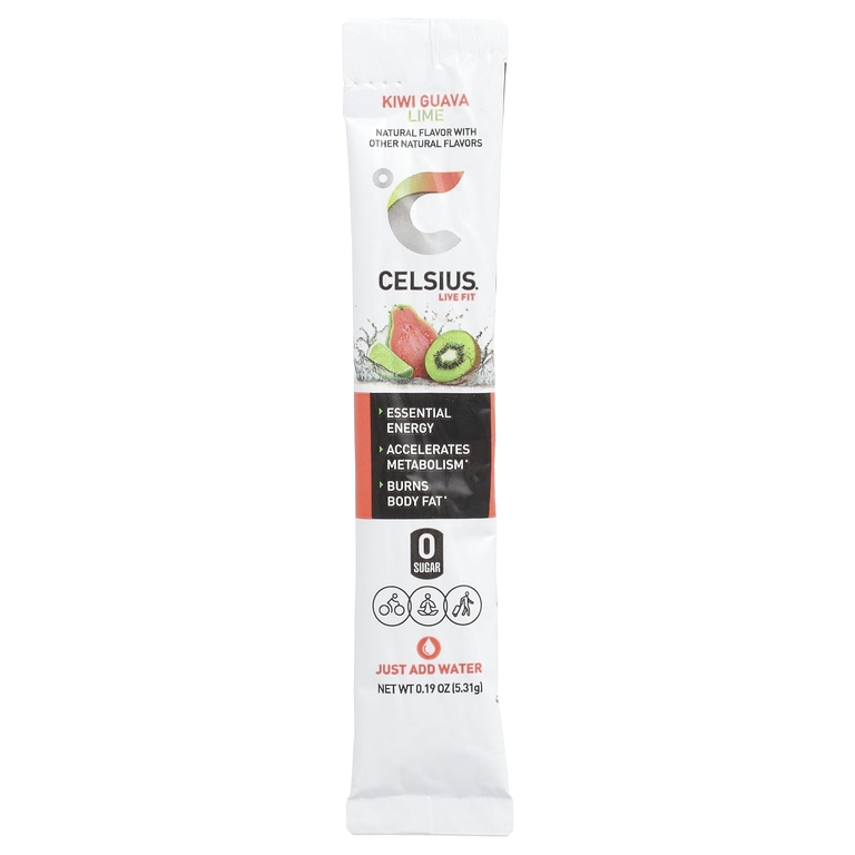 Celsius, Live Fit, киви и гуава, лайм, 14 пакетиков, по 5,31 г (0,19 унции)