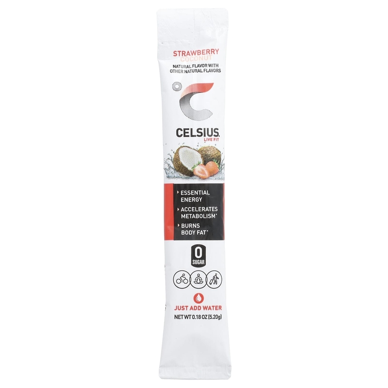 Celsius, Live Fit, клубника и кокос, 14 упаковок, по 5,2 г (0,18 унции)
