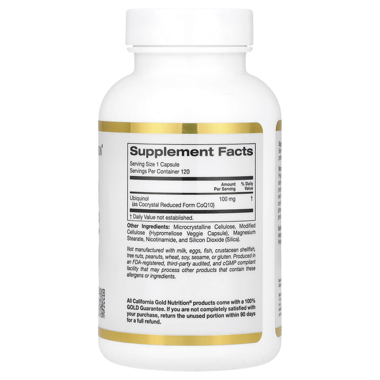 California Gold Nutrition, убихинол, восстановленная форма коэнзима Q10, 100 мг, 120 растительных капсул