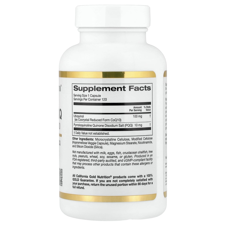 California Gold Nutrition, убихинол (восстановленная форма коэнзима Q10) с PQQ, 120 растительных капсул