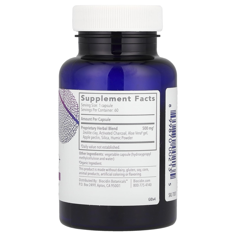 Biocidin Botanicals, GI Detox™ +, цеолит, древесный уголь и растительная формула, 60 капсул