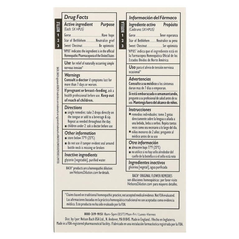 Bach, Original Flower Remedies, Comfort Kit, Hope & Joy, 3 пипетки, 10 мл (0,35 жидк. унц.)
