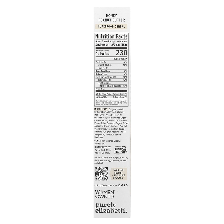 Purely Elizabeth, Superfood Cereal, мед и арахисовая паста, 312 г (11 унций)