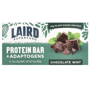 Laird Superfood, Протеиновый батончик + адаптогены, шоколадно-мята, 10 батончиков по 45 г (1,6 унции) (Товар снят с продажи) 