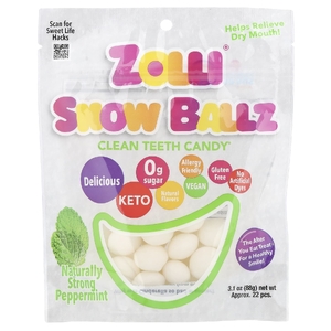 Zollipops, Zolli® Snow Ballz, натуральная крепкая мята, прибл. 22 шт., 88 г (3,1 унции)