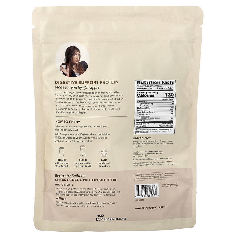 Nuzest, Bethany's Pantry, Digestive Support Protein ™, пробиотик какао, 450 г (15,87 унции) (Товар снят с продажи) 