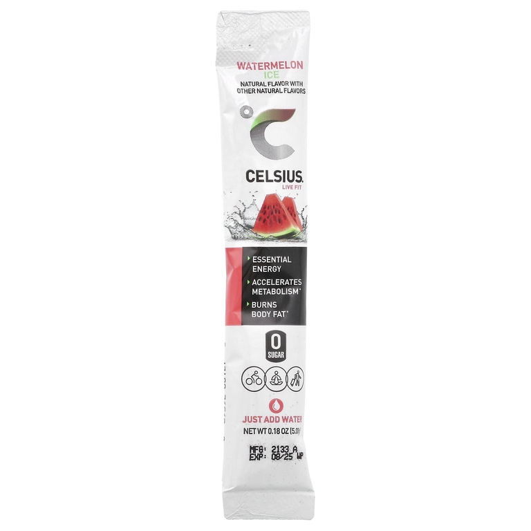 Celsius, Live Fit, арбузный лед, 14 упаковок, готовых к употреблению, по 5,08 г (0,18 унции)