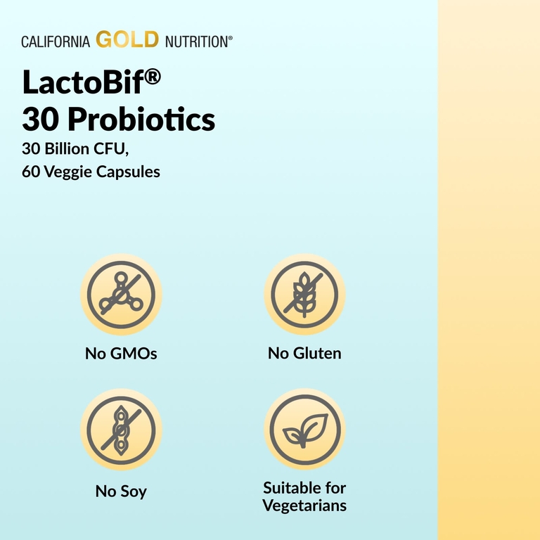 California Gold Nutrition, LactoBif® 30, пробиотики, 30 млрд КОЕ, 120 растительных капсул