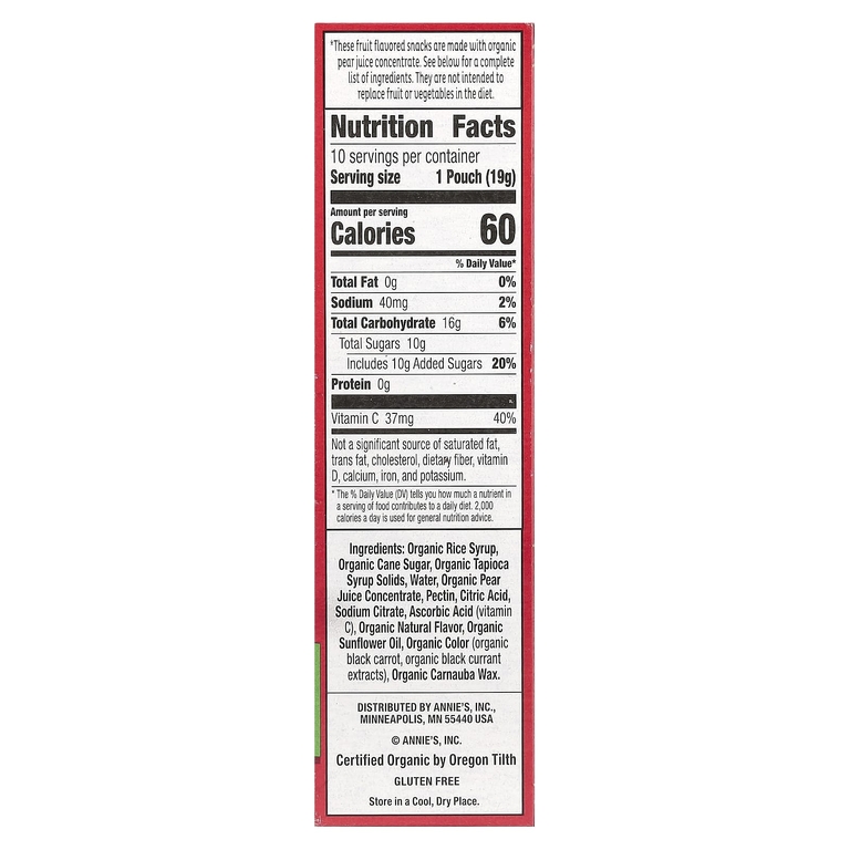 Annie's Homegrown, Organic Bunny Fruit ™ Snacks, летняя клубника, 10 пакетиков по 19 г (0,7 унции)