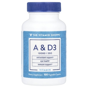 The Vitamin Shoppe, Витамины A и D3, 100 растительных капсул