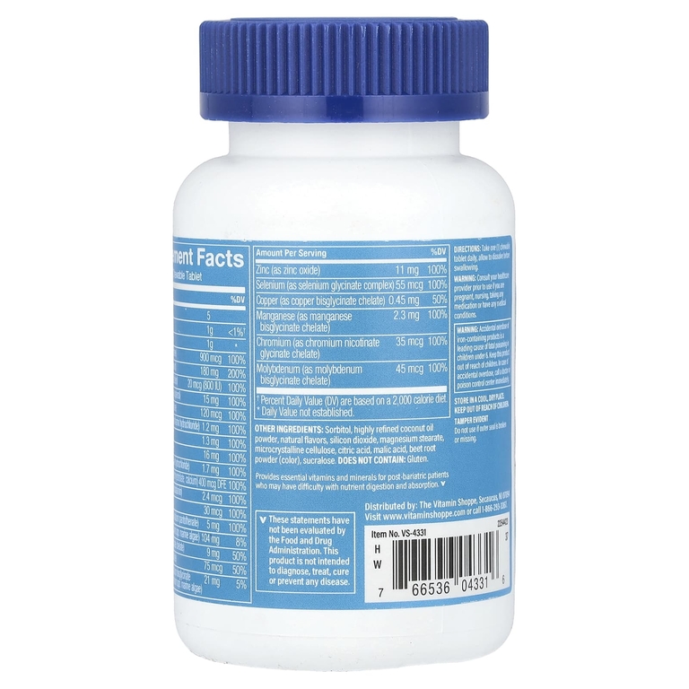 The Vitamin Shoppe, Жевательные бариатрические мультивитамины, тропические ягоды, 60 жевательных таблеток