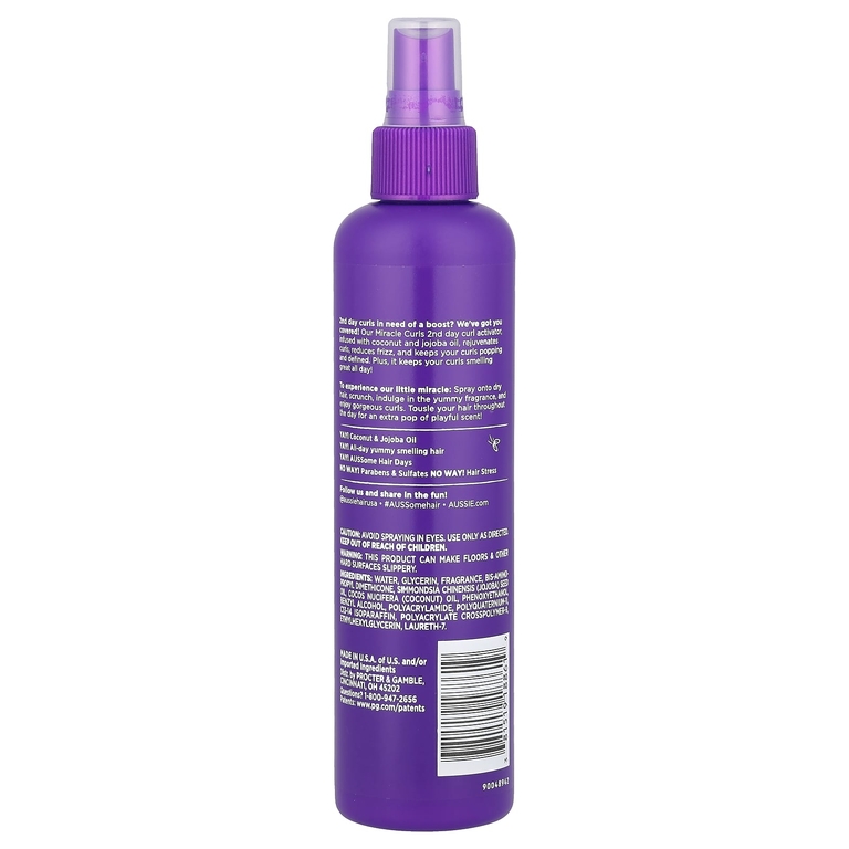 Aussie, Miracle Curls, активатор локонов для 2-х дневных локонов с кокосом и маслом жожоба, 251 мл (8,5 жидк. унц.)
