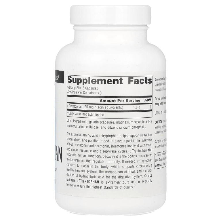 Source Naturals, L-триптофан, 500 мг, 120 капсул