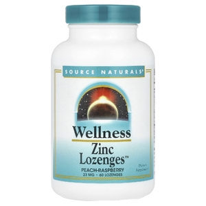 Source Naturals, Wellness, леденцы с цинком ™, персик и малина, 23 мг, 60 пастилок (Товар снят с продажи) 