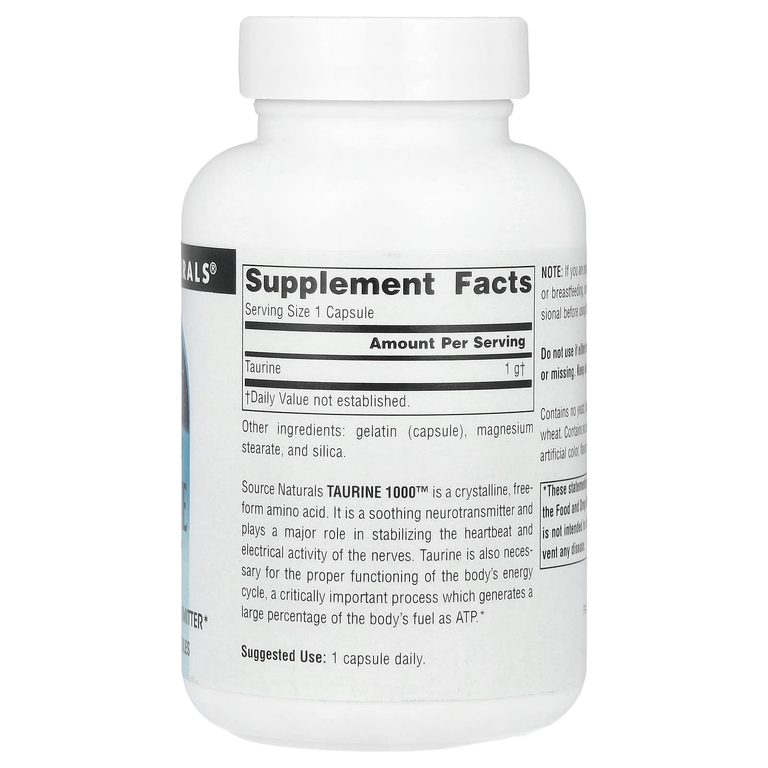 Source Naturals, Таурин 1000 ™, 1000 мг, 60 капсул