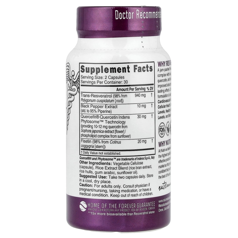 Nutri, ресвератрол+, 60 веганских капсул