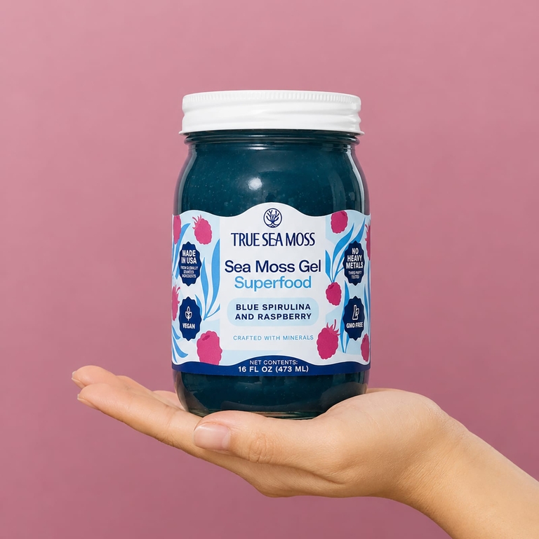 True Sea Moss, гель из морского мха, суперфуд, голубая спирулина и малина, 473 мл (16 жидк. унций)