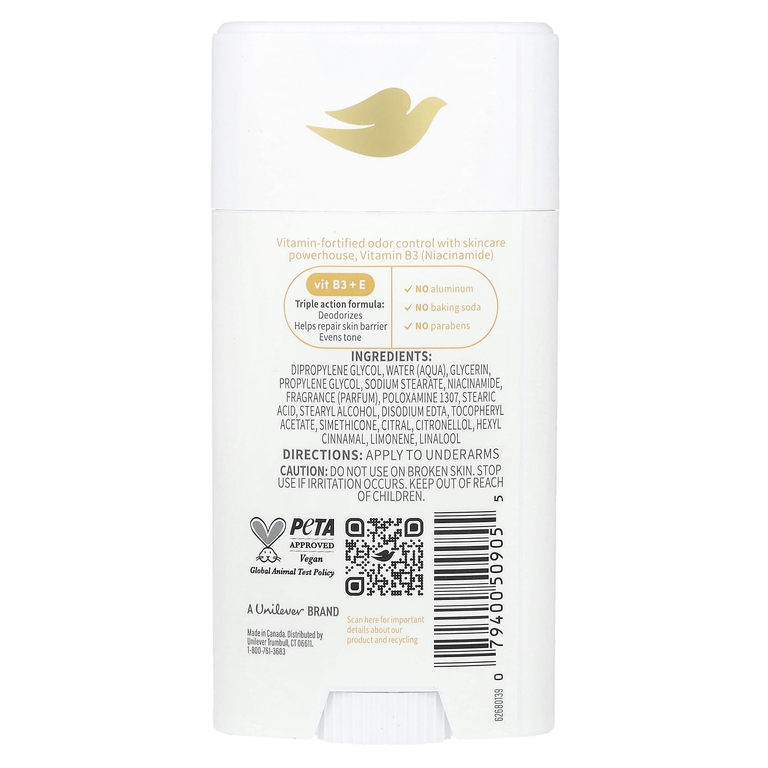 Dove, Vitamin Care + дезодорант, персики и масло ши, 74 г (2,6 унции)