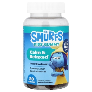 The Smurfs, жевательная добавка для детей, спокойствие и расслабление, для детей от 3 лет, вкус вишни, 80 жевательных мармеладок