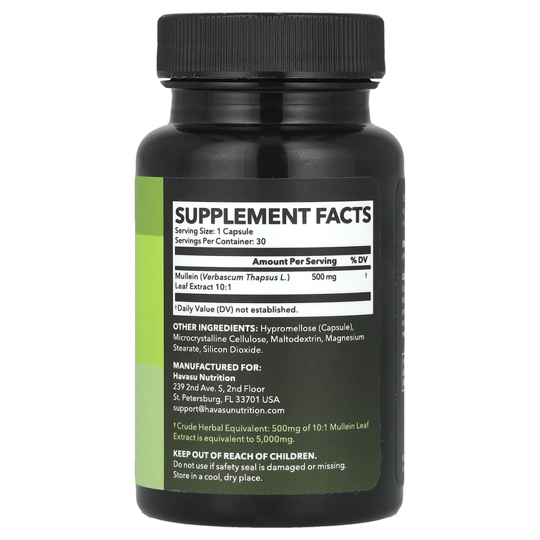 Havasu Nutrition, Листья коровяка, 500 мг, 30 капсул