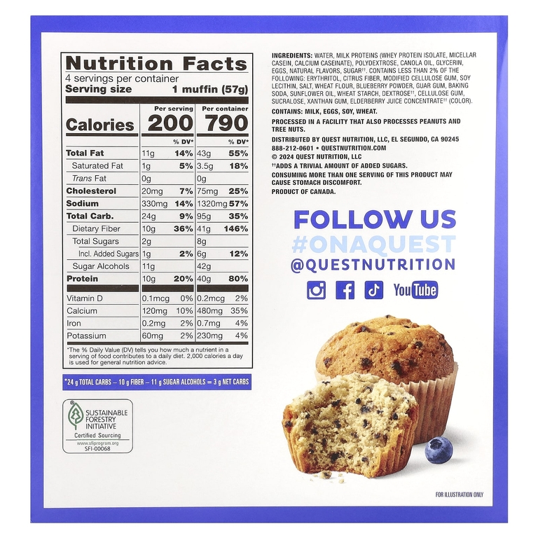 Quest Nutrition, Bake Shop, кексы, голубика, 4 пакетика, 57 г (2,01 унции) (Товар снят с продажи) 