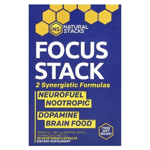 Natural Stacks, Focus Stack, 2 бутылки, 15 вегетарианских капсул в каждой (Товар снят с продажи) 