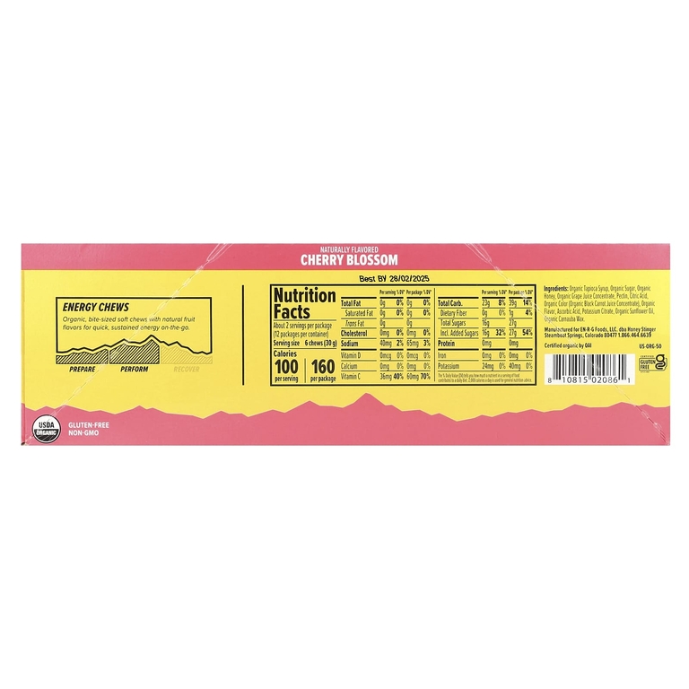 Honey Stinger, Energy Chews, вишневый цвет, 12 пакетиков по 50 г (1,8 унции) (Товар снят с продажи) 