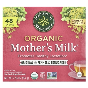 Traditional Medicinals, Organic Mother's Milk®, оригинальный продукт с фенхелем и пажитником, без кофеина, 48 чайных пакетиков в упаковке, 84 г (2,96 унции)
