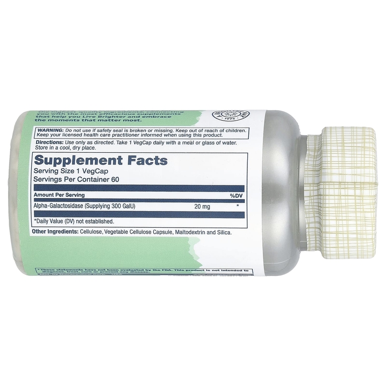 Solaray, Bean Enzyme, 300 GaIU, 60 растительных капсул