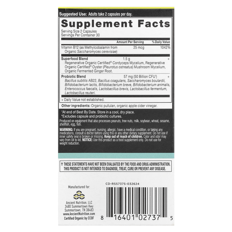 Ancient Nutrition, Пробиотики для поддержки метаболизма, 60 капсул