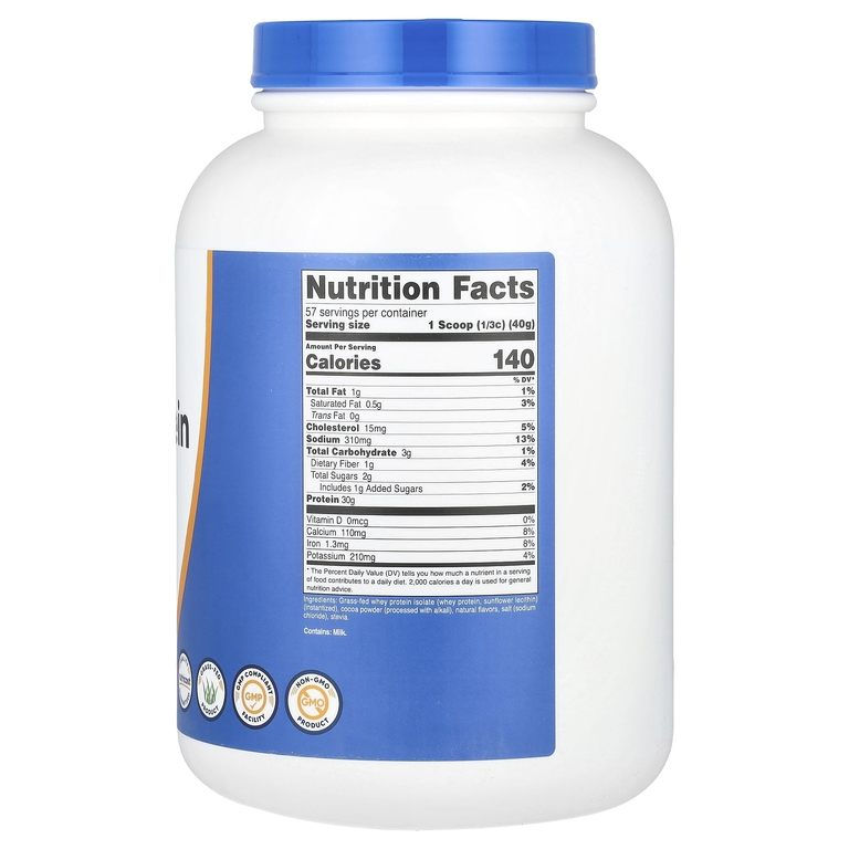 Nutricost, изолят сывороточного протеина от коров травяного откорма, со вкусом молочного шоколада, 2268 г (5 фунтов)