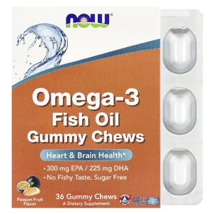 NOW Foods, рыбий жир с омега-3, маракуйя, 36 жевательных таблеток