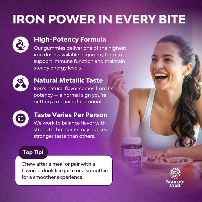 Nature's Craft, Super Iron Gummies, виноград, 30 жевательных таблеток (Товар снят с продажи) 