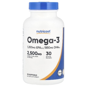 Nutricost, Омега-3, 90 капсул (833 мг в каждой капсуле)