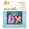 Munchkin, Sili-Soothe &amp; Teethe ™, силиконовая соска и прорезыватель, от 3 месяцев, светло-розовый / светло-фиолетовый, 2 шт. В упаковке