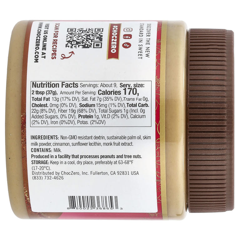 ChocZero, Спред булочки с корицей, 340 г (12 унций)