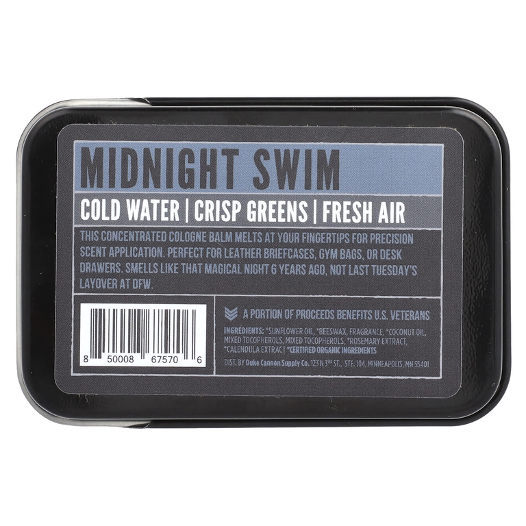 Duke Cannon Supply Co., Solid Cologne, Midnight Swim, темная вода, 1,5 унции