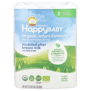 Happy Family Organics, Органическая смесь для младенцев, порошок на молочной основе с железом, для детей от 6 до 12 месяцев, 650 г (22,9 унции)