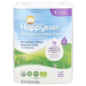 Happy Family Organics, Органическая смесь для младенцев A2, порошок на основе молока с железом, 0–12 месяцев, 650 г (22,9 унции)