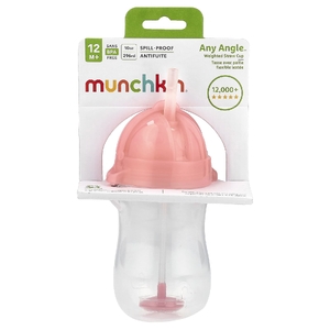 Munchkin, Any Angle ™, утяжеленная соломенная чашка, от 12 месяцев, розовая, 296 мл (10 унций)