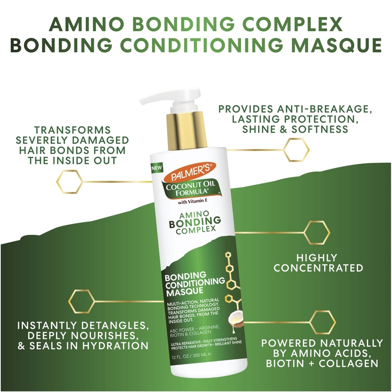 Palmer's, Coconut Oil Formula® с витамином E, связывающий комплекс с аминокислотами, связывающая маска-кондиционер, 355 мл (12 жидк. унц.)