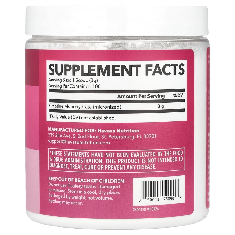 Havasu Nutrition, Креатин в порошке для женщин, без добавок, 300 г (10,6 унции)