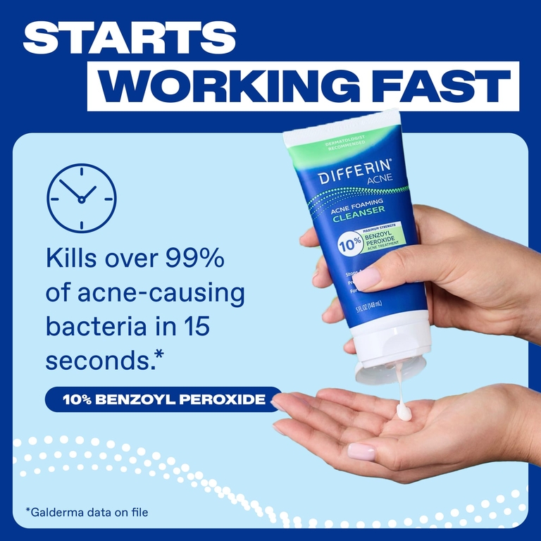 Cetaphil, Differin® пенка для очищения от акне, для лица и тела, 148 мл (5 жидк. унций)