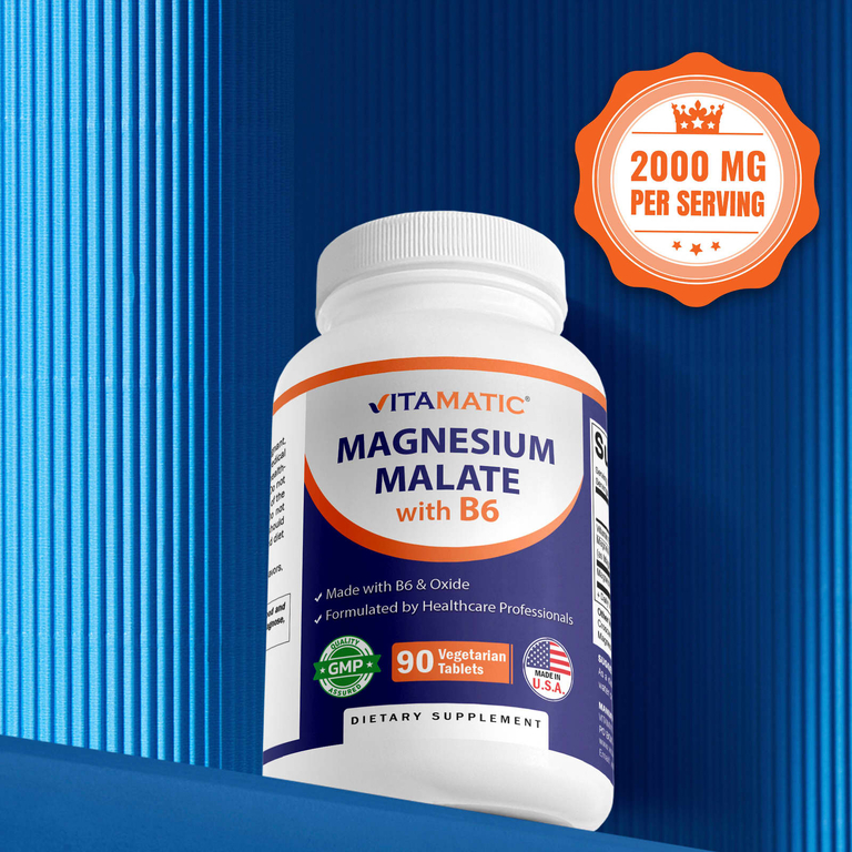 Vitamatic, малат магния с витамином B6, 90 вегетарианских таблеток