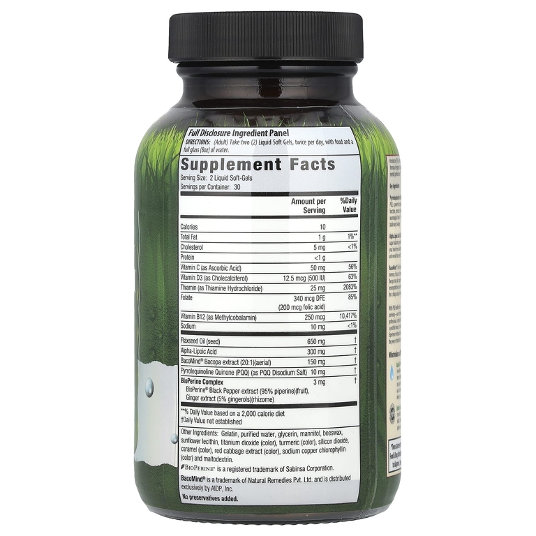 Irwin Naturals, PQQ Healthy Brain ALA & BacoMind®, 60 мягких таблеток (Товар снят с продажи) 