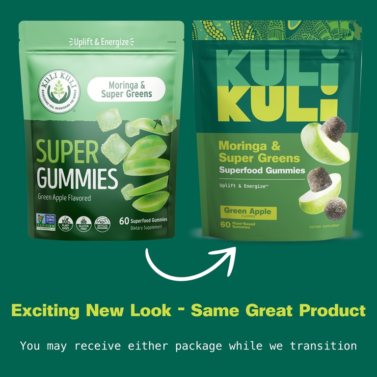 Kuli Kuli, Жевательные мармеладки Superfood, моринга и зелень, зеленое яблоко, 60 жевательных таблеток на растительной основе