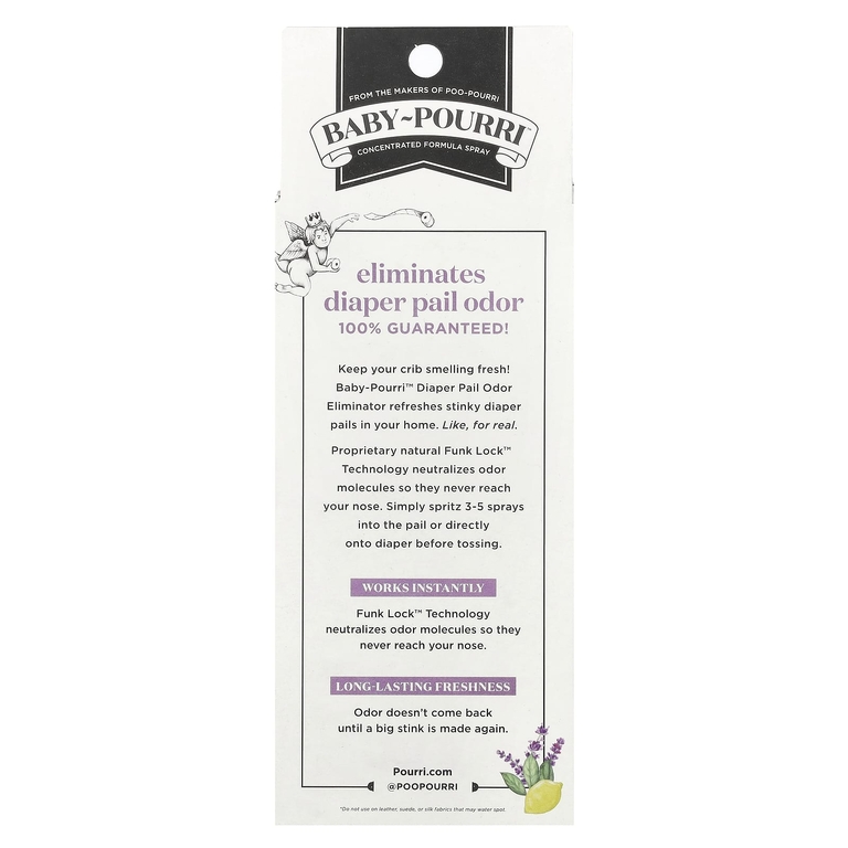 Poo-Pourri, Baby-Pourri™, Little Stinker™, спрей для устранения запаха из ведра для подгузников, лаванда и бергамот, 100 мл