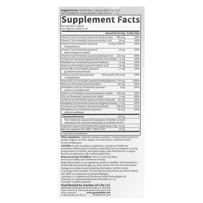 Garden of Life, Компания Dr. Formated Multi +, поддержка метаболизма, 30 капсул