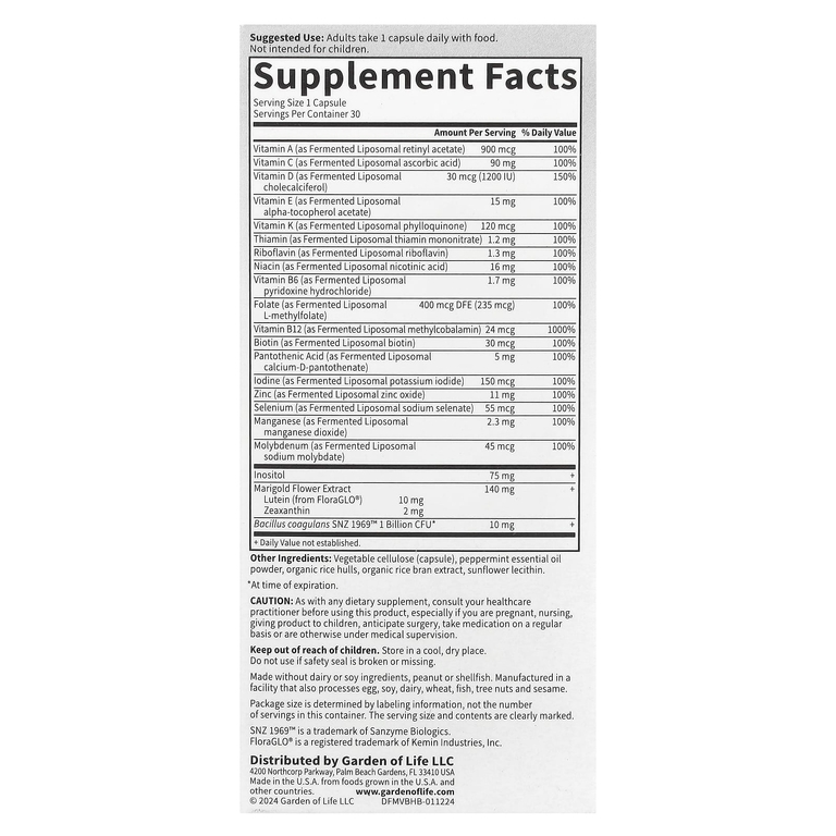 Garden of Life, Компания Dr. Formated Multi +, здоровье мозга, 30 капсул